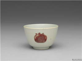 明 正德窑 釉里红三果杯,明 武宗,,盛装器