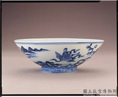 明 宣德款 青花仙女乘鹤图碗,明 宣德,陶瓷,食器