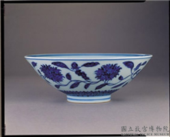 明 宣德款 青花转枝芍药纹碗,明 宣德,陶瓷,食器