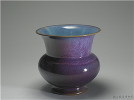 宋 钧窑 天蓝窑变丁香紫渣斗式大花盆,金-元,陶瓷,盛装器,盛装器