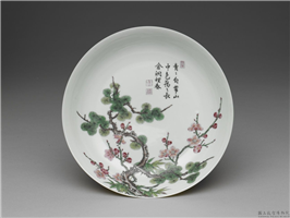 清 雍正 珐琅彩瓷松梅图盘,清 世宗 雍正,陶瓷,盛装器