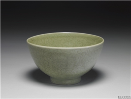 明 龙泉窑 青瓷划花四季花卉碗,明 十五世纪,,盛装器