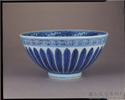 明 宣德窑 青花莲瓣花卉纹大莲子碗,明 宣德,陶瓷,食器