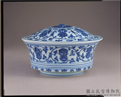明 宣德窑 青花缠枝莲托八吉祥合碗,明 宣德,陶瓷,食器