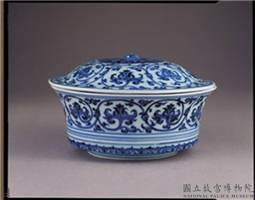 明 宣德 青花缠枝番莲纹盖碗,明 宣德,陶瓷,盛装器