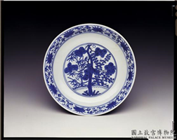 明 万历 青花三友盘,明 万历,陶瓷,盛装器