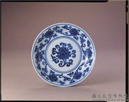 明 宣德窑 青花转枝莲纹碟,明 宣德,陶瓷,盛装器