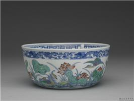 清 道光 青花斗彩莲塘鸳鸯碗,清 宣宗,,盛装器