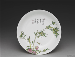 清 雍正 珐琅彩瓷花竹图盘,清 世宗 雍正,陶瓷,盛装器
