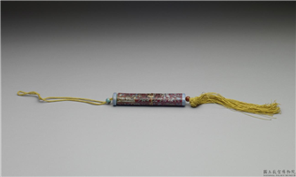 清 红地粉彩缠枝花卉瓷牙签筒,清朝,,盛装器