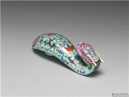 清 粉彩福寿花卉龙首带鈎,清朝,,服饰、佩饰