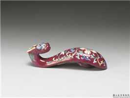 清 龙首描金粉彩万寿花卉带鈎,清朝,,服饰、佩饰