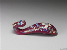 清 龙首描金粉彩万寿花卉带鈎,清朝,,服饰、佩饰