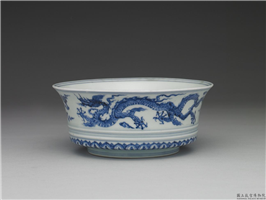 明 宣德款 青花双龙云纹合碗(缺盖),明 宣德,陶瓷,食器
