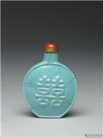 清 十八世纪松绿石釉鼻烟壶,清,陶瓷,盛装器