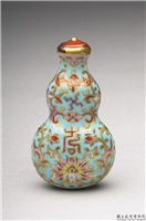 清 嘉庆 釉上彩蓝地花卉纹鼻烟壶,清 仁宗,陶瓷,盛装器