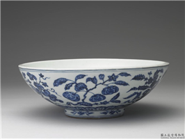 明 宣德 青花四季花果大碗,明 宣德,,食器