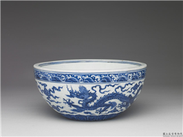 明 宣德 青花云龙纹鉢,明 宣宗,,文具、文玩