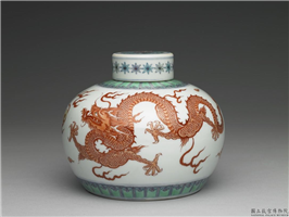 清 康熙款 白地五彩红龙瓶,清 圣祖,,陈设