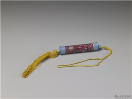清 红地粉彩缠枝花卉瓷牙签筒,清,,杂器