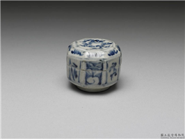 越南青花花鸟纹八方小盒,,,盛装器