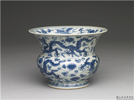 明 正德 青花六龙穿花渣斗	,明 正德,,盛装器