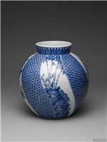 青花梅兰竹菊瓷罐(日本现代瓷艺),时代不详,,盛装器