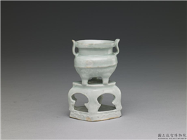 元 青白瓷连座双耳香炉,元,陶瓷,香具/祭器