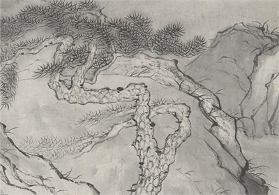 清石涛自写种松图小照　卷