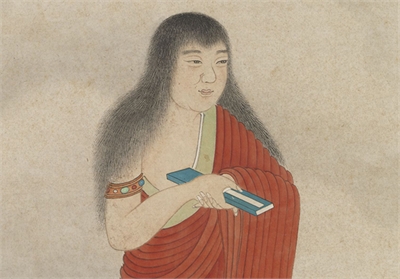 明朱侃画童贞像　轴