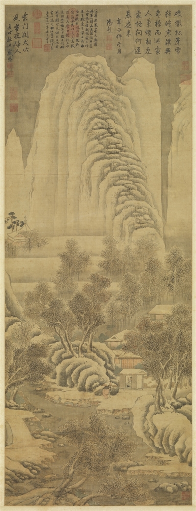 元盛懋画雪景　轴