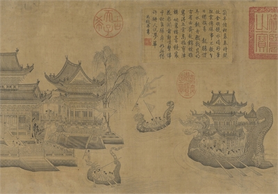 元王振鹏龙池竞渡图　卷