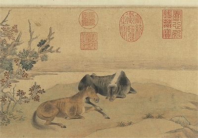 元赵孟頫双骏图　卷