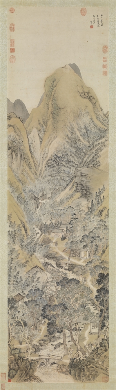 明张宏石屑山图　轴