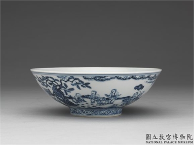 明 宣德 青花婴戏图碗