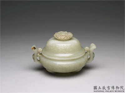 清 青白玉宝相花炉