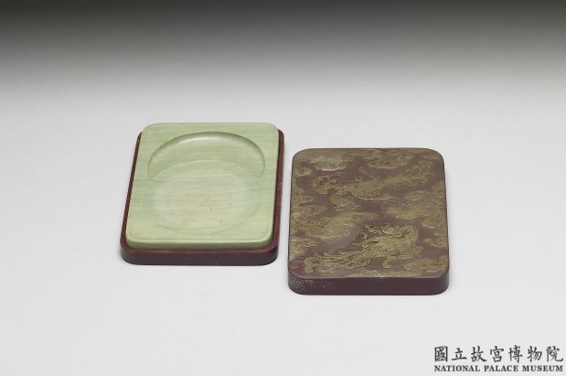 清  雍正双凤纹松花石砚