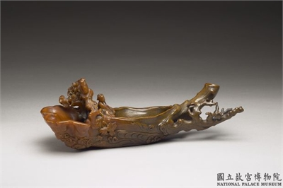 清 雕犀角槎