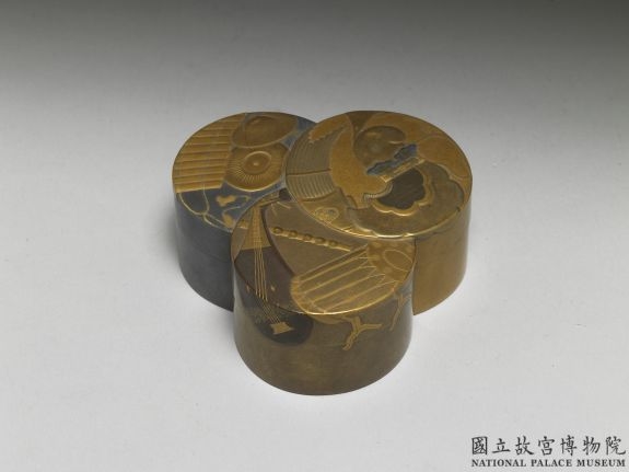 清 莳绘乐器三联圆盒