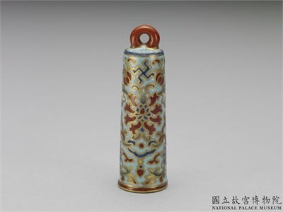 清 粉彩瓷翎管