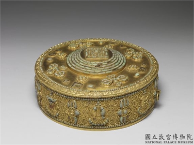 清 银镀金镶松石满达