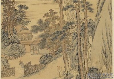 明陈裸洗砚图　轴