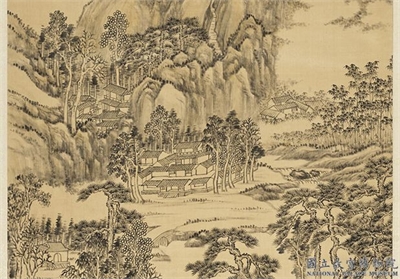 清王炳画天平山景　轴