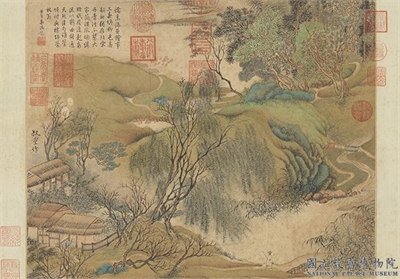 元朱叔重春塘柳色　轴
