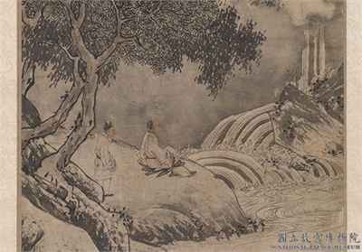 明唐寅观瀑图　轴