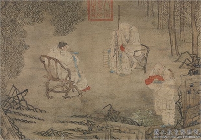 明崔子忠画苏轼留带图　轴