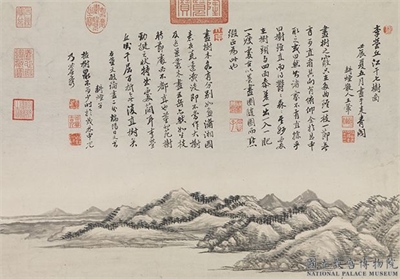 清王翬仿李营丘江干七树图　轴