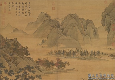 明仇英秋江待渡　轴