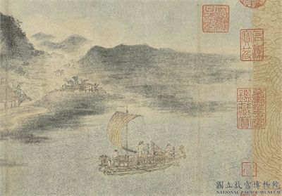 宋人江帆山市　卷