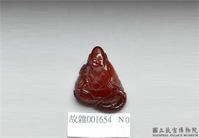 清 琥珀寿星（附木座）